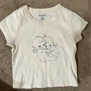 Brandy Melville Cream Angel Graphic Tee